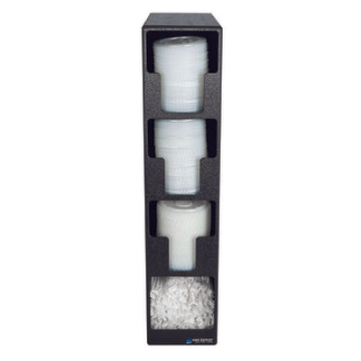 Carlisle L2203 13 Inch Lid Dispenser Polystyrene Black Countertop 3 Sections