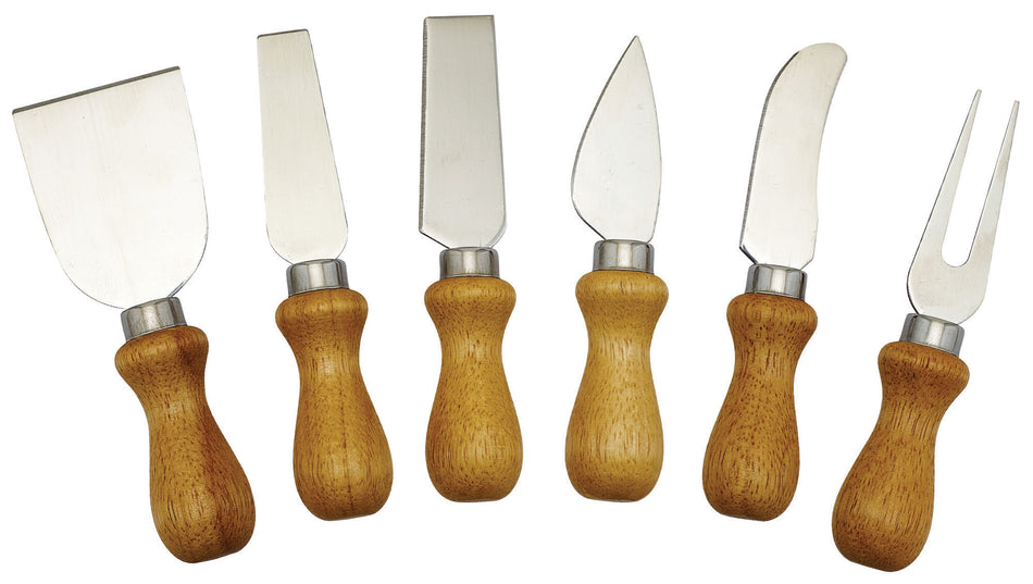Winco KCS-6W 6 to 9 Inch Cheese Knife Set with Wooden Handles Stainless Steel Blades