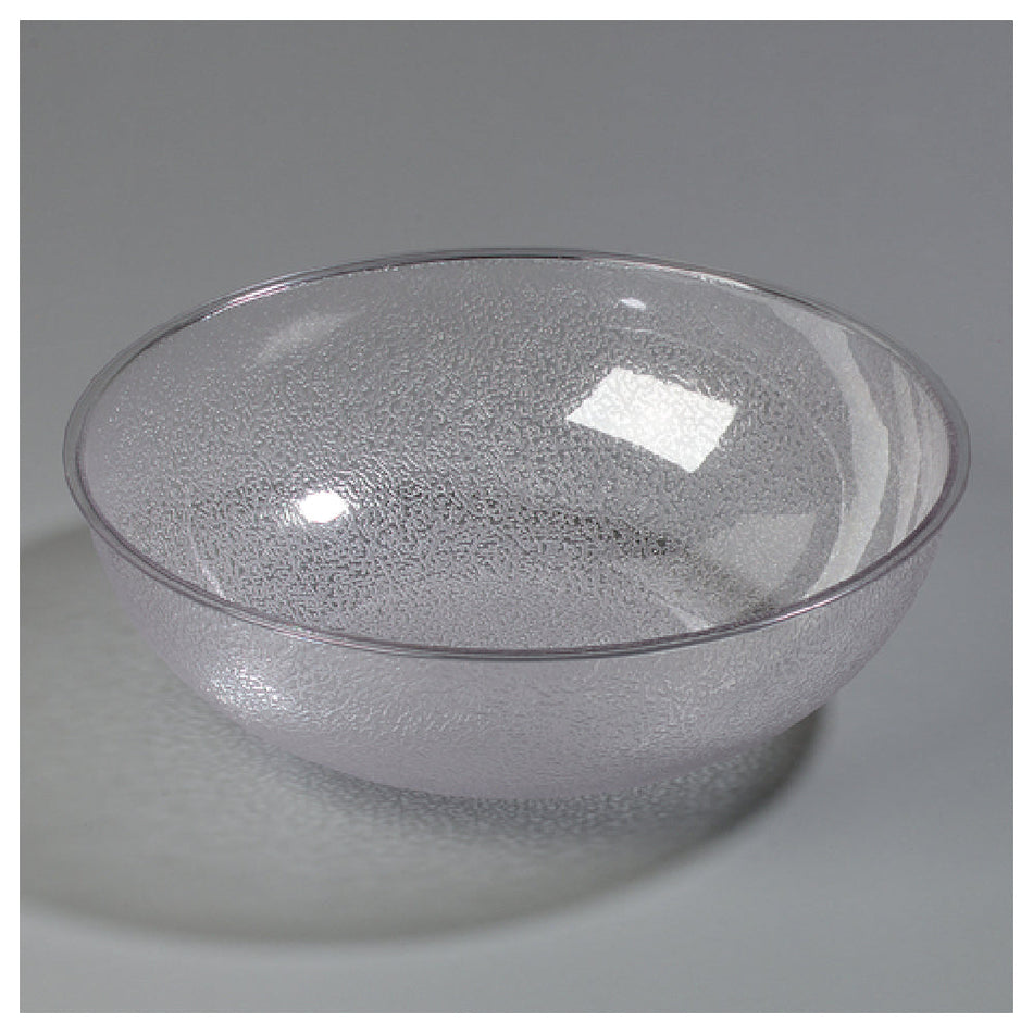 Carlisle 721507 11 Quart Round Salad Bowl Clear Pebbled Polycarbonate