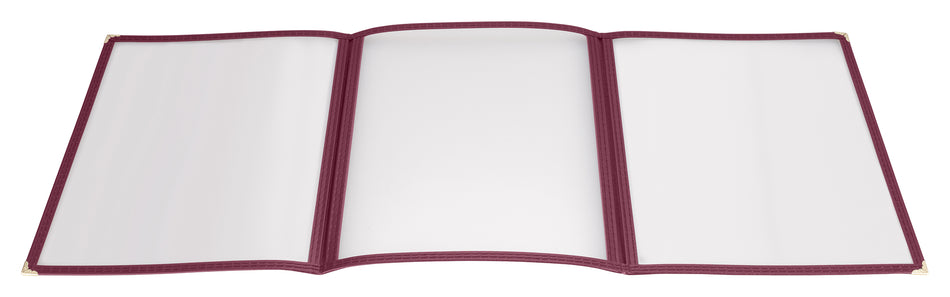 Winco PMCT-9U Overall 9-1/2 Inch Menu Cover Triple Fold Plastic Burgundy