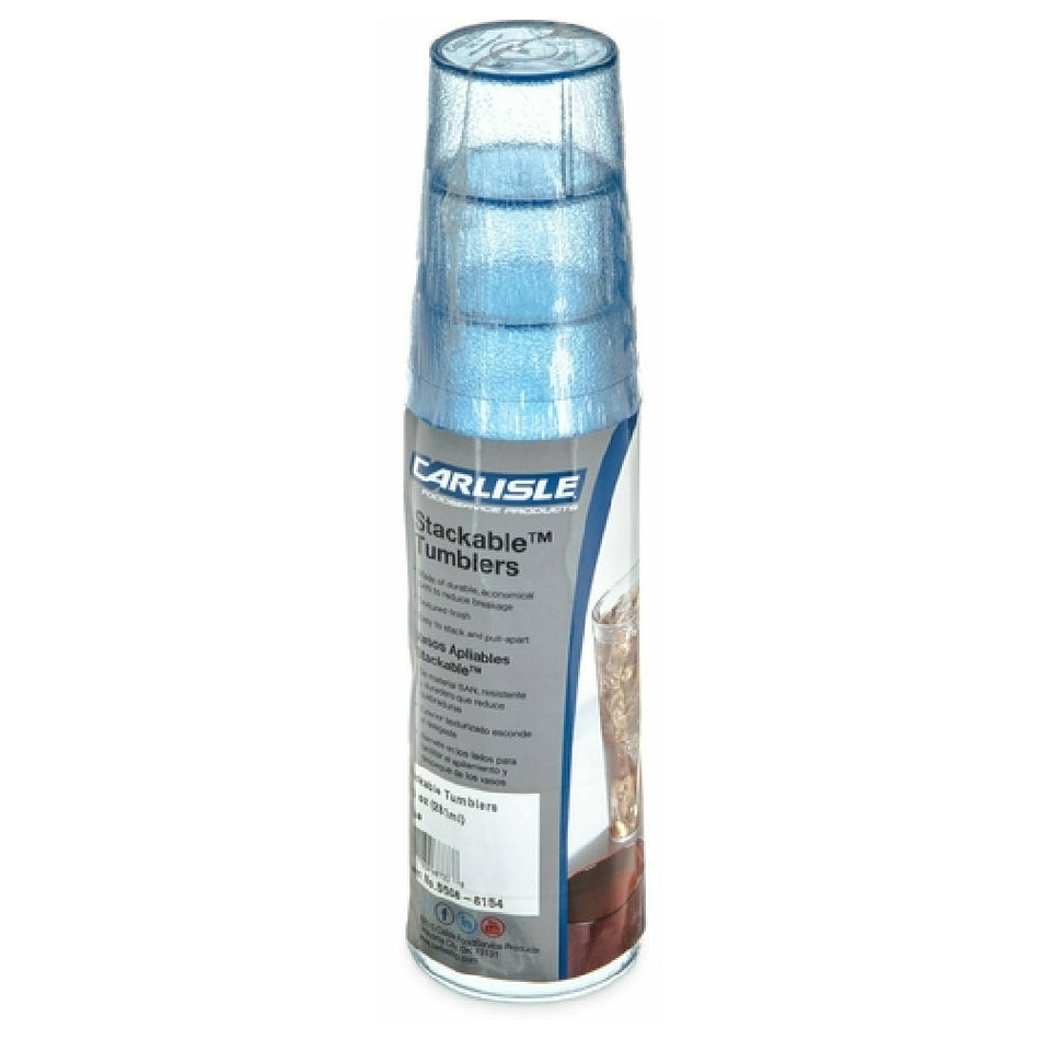 Carlisle 5212-8154 12 Oz Blue Stackable Tumbler Textured SAN Plastic