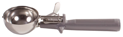 Winco ICOP-8 4 Oz. Deluxe Disher with Thumb Press Stainless Steel Gray