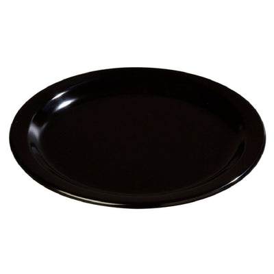 Carlisle 4350103 9 Inch Diameter Black Dinner Plate with Reinforced Rim Melamine