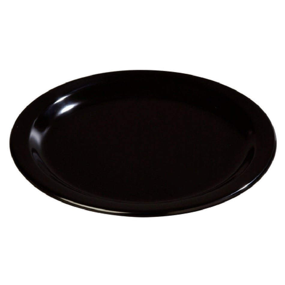Carlisle 4350103 9 Inch Diameter Black Dinner Plate with Reinforced Rim Melamine