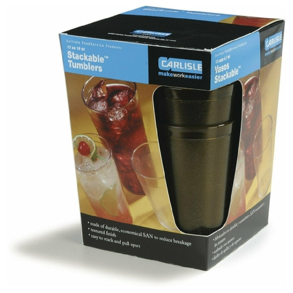 Carlisle 5212-813 12 Oz. Stackable Tumbler Amber Textured SAN Plastic