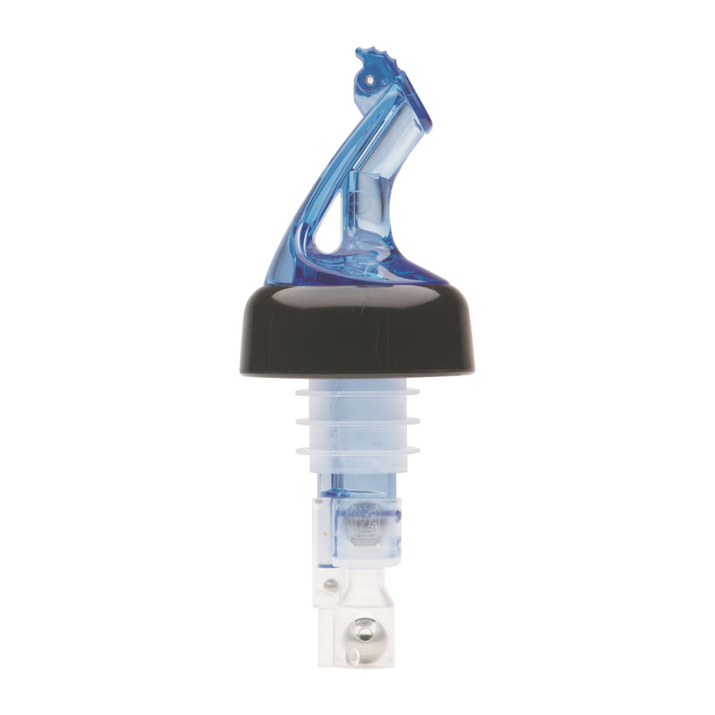Winco BMP-5100B-PKG Bar Maid 1 oz "Premium Pour" Measured Pourers with Flip Top and Black Collar, Blue - 2 Pieces/Pack