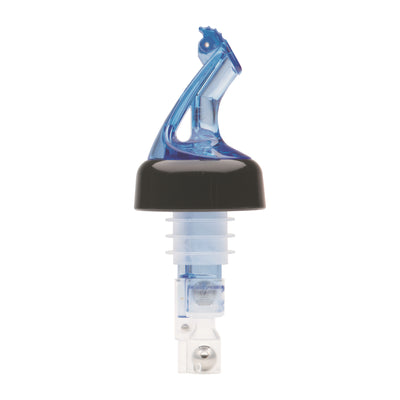 Winco BMP-5100B-PKG Bar Maid 1 oz "Premium Pour" Measured Pourers with Flip Top and Black Collar, Blue - 2 Pieces/Pack