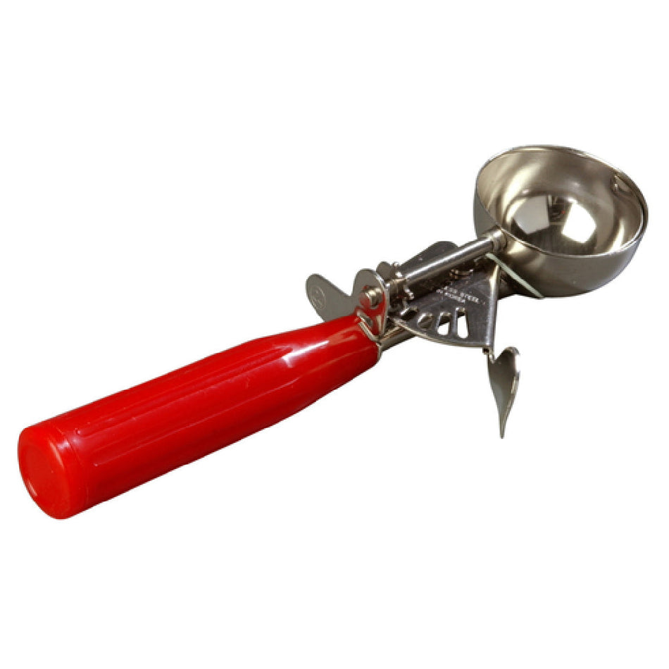 Carlisle 60300-24 1-3/4 Oz Disher Round Bowl Ribbed Plastic Handle Red Stainless Steel