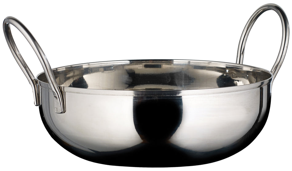 Winco KDB-6 28 Oz. Round Bowl with Welded Handles Stainless Steel Mirror Finish