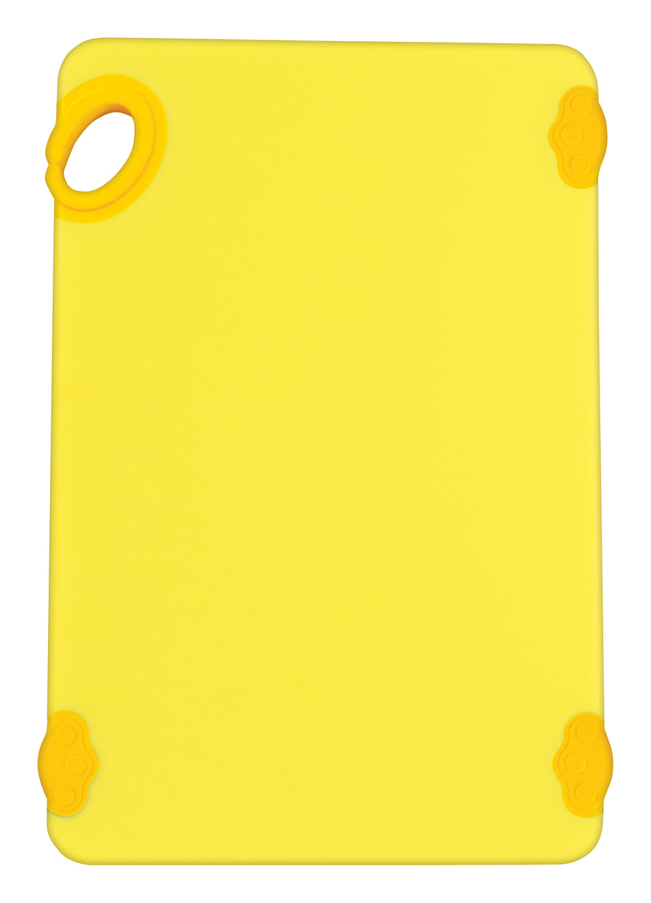 Winco CBK-1218YL 12 Inch x 18 Inch Rectangular Cutting Board with Rubber Grip Yellow Co-Polymer