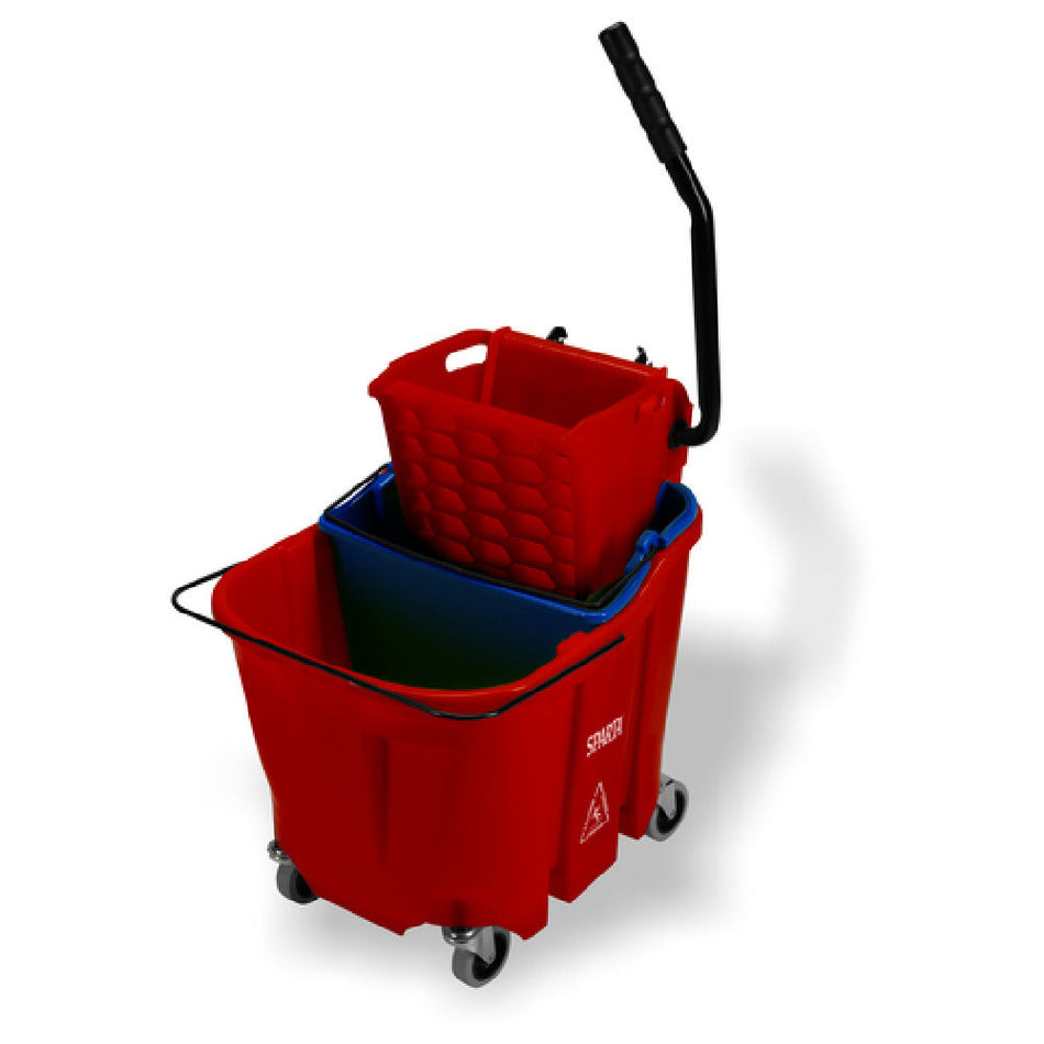 Carlisle 9690405 30 Liter Side Press Mop Bucket Combo with Soiled Water Insert Red