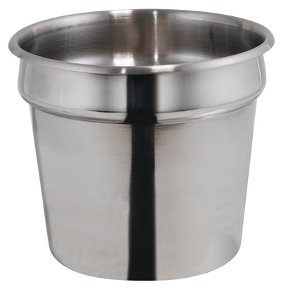 Winco INS-7.0M 7 Quart Round Stainless Steel Inset - Mirror Finish for Soup Wells Buffet