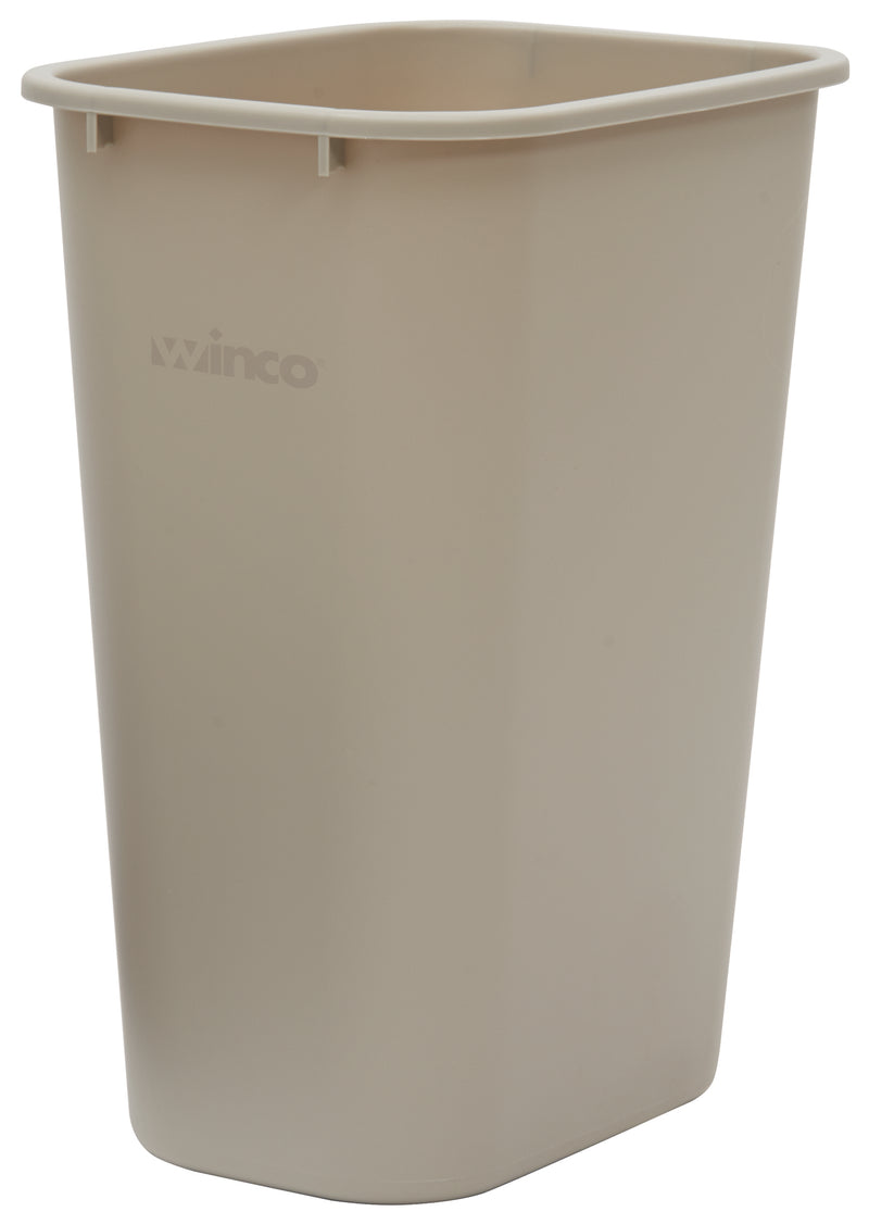 Winco PWR-41BE 41 Qt Wastebasket Rectangular LDPE Beige 15-1/4 Inch Width