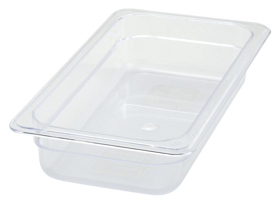 Winco SP7302 1/3 Size Food Pan 12-5/8 Inch x 6-7/8 Inch Polycarbonate with Dishwasher Safe