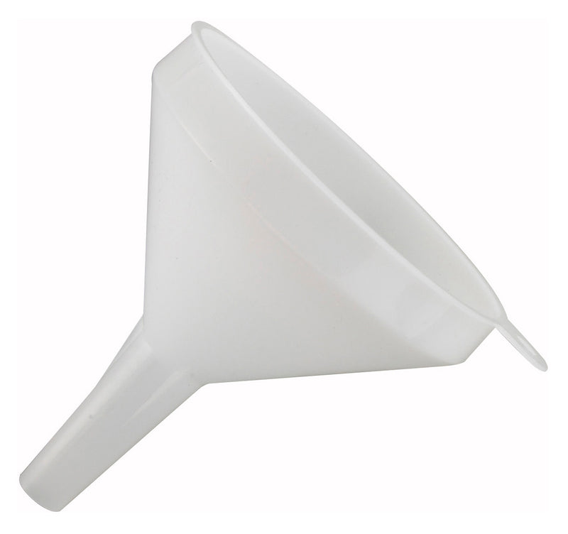 Winco 4" White Plastic Funnel - 8 oz Food-Grade Compact Design