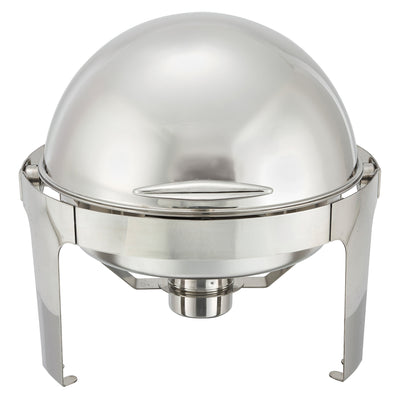 Winco 602 Madison 6 Quart Round Roll-Top Chafing Dish - Heavyweight Stainless Steel Catering