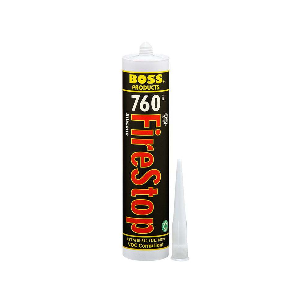 BOSS 137775, 03421RD10 - 760-10 Red Firestop Silicone (Red), 10 oz