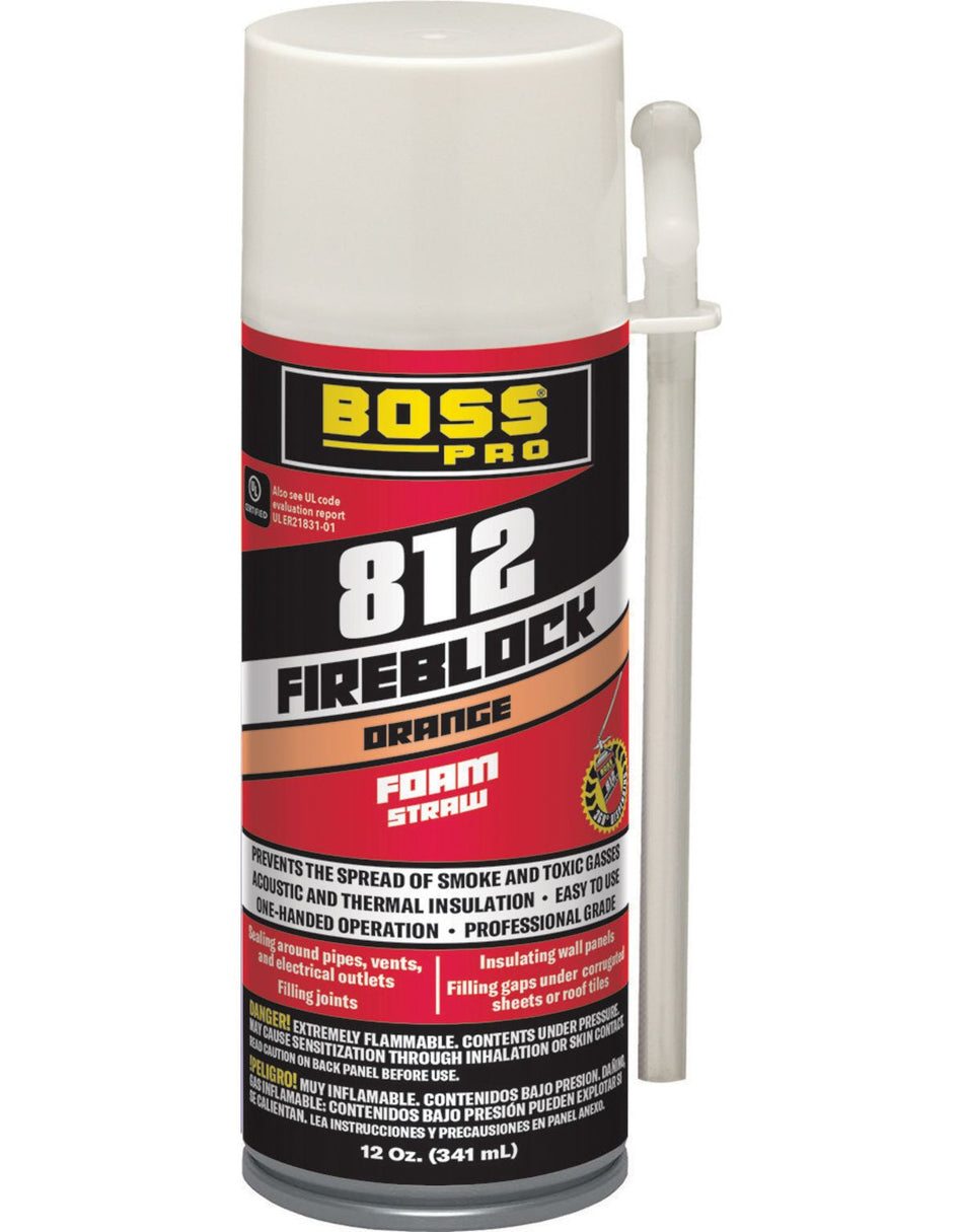 BOSS 137763, 81212 - 812-12 Fire Block Foam, Straw Grade, 12 oz