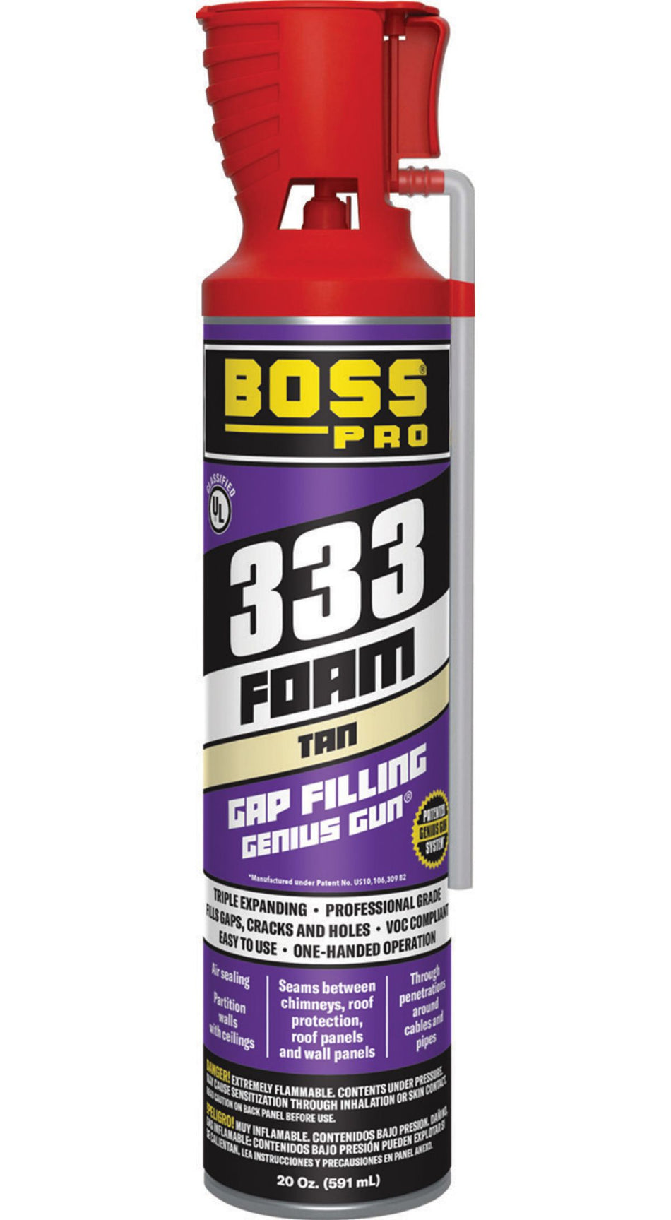 BOSS 143104, 04377TN10 - 333 Triple Expanding Foam Sealant Tan - Genius Gun, 20 oz