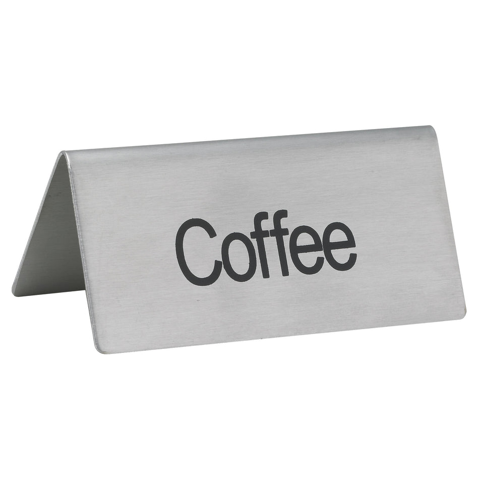 Winco SGN-103 3 Inch Beverage Tent Sign Coffee Stainless Steel