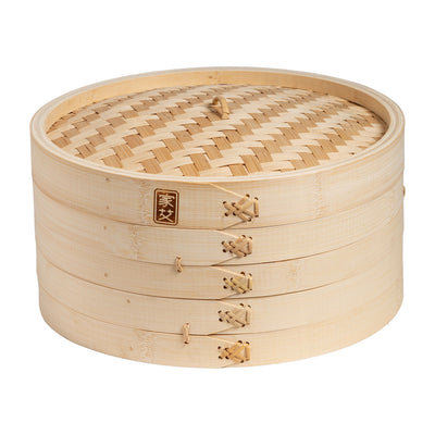 Winco J26-0012 Joyce Chen 2-Tier Bamboo Steamer Basket - 12 Inch with Lid Dim Sum