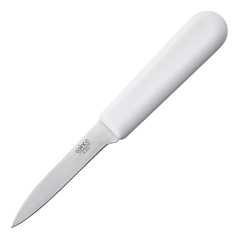 Winco K-40P 3 Inch Blade Stainless Steel Paring Knife with White Handle
