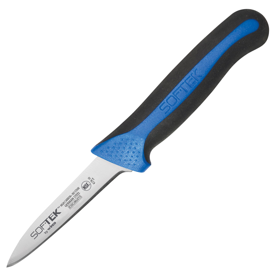 Winco KSTK-30 3-1/4 Inch Blade High Carbon Paring Knife with TPR Handle