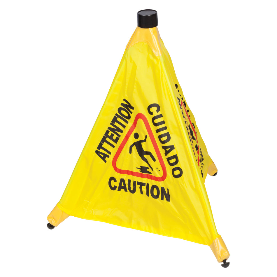 Winco CSF-4 Sign Caution Nylon Pop Up 3 Facets