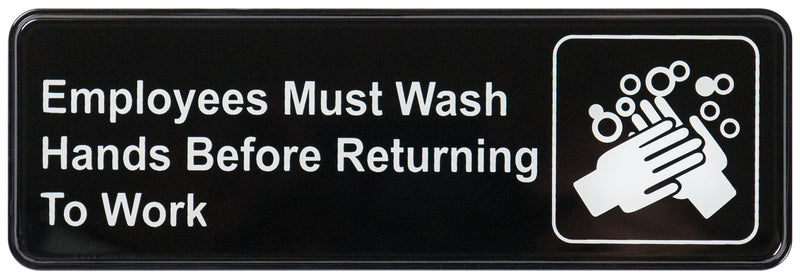 Winco SGN-322 9 Inch Compliance Sign Hand Washing Employees Must Wash Hands Before Returning To Work