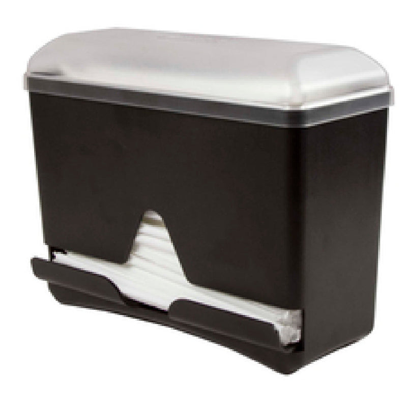 Carlisle ST250 San Jamar Straw Dispenser 10 Inch Black Plastic with Clear Lid
