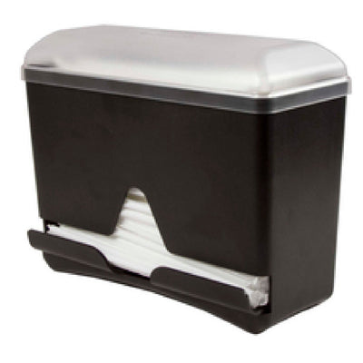 Carlisle ST250 San Jamar Straw Dispenser 10 Inch Black Plastic with Clear Lid