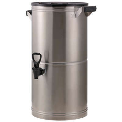 Round 5-Gallon Commercial Stainless Tea Urn - Brushed Stainless Steel and Black High-Volume