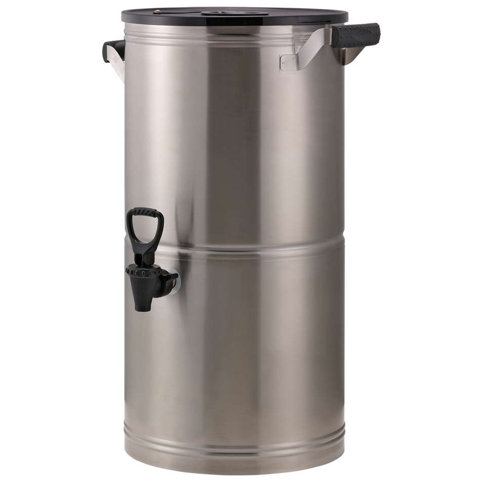 Round 5-Gallon Commercial Stainless Tea Urn - Brushed Stainless Steel and Black High-Volume