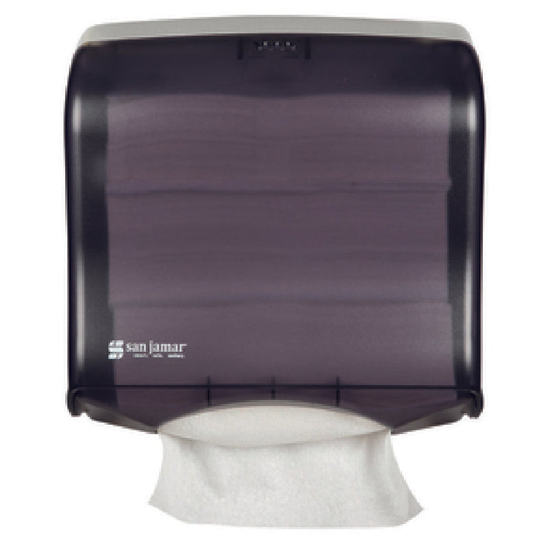Carlisle T1755TBK 12 Inch Paper Towel Dispenser Compact Wall Mount Black Plastic with Lock
