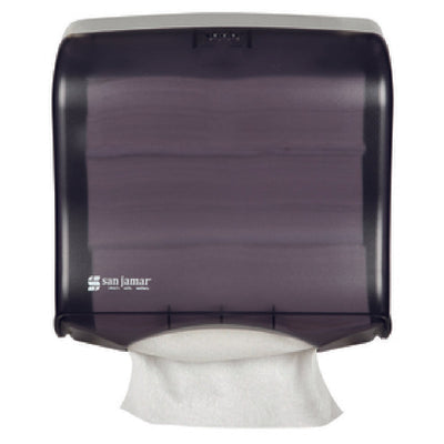 Carlisle T1755TBK 12 Inch Paper Towel Dispenser Compact Wall Mount Black Plastic with Lock