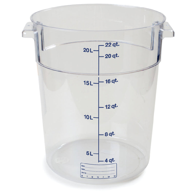 Carlisle 1076907 22 Qt Round Container with Easy Grip Handles Polycarbonate Clear