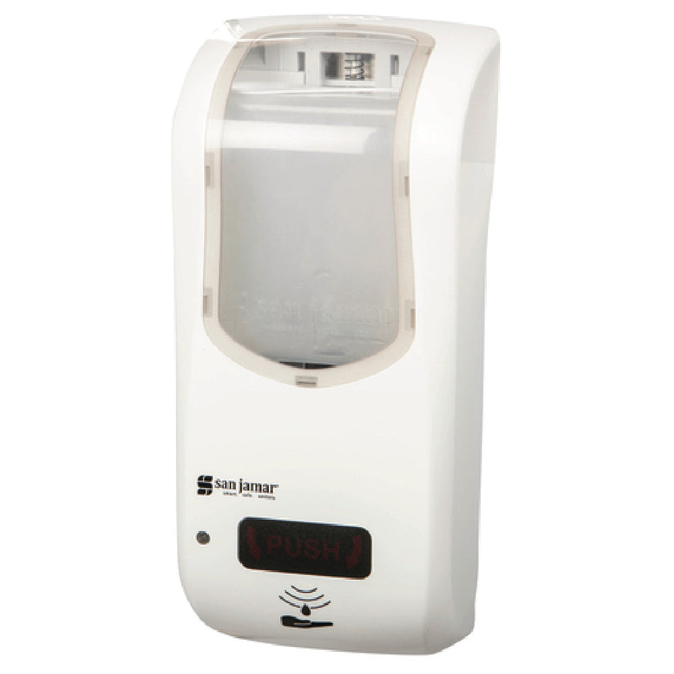Carlisle SH970WHCL 5-1/2 Inch Touchless Hybrid Soap Dispenser White Clear Plastic