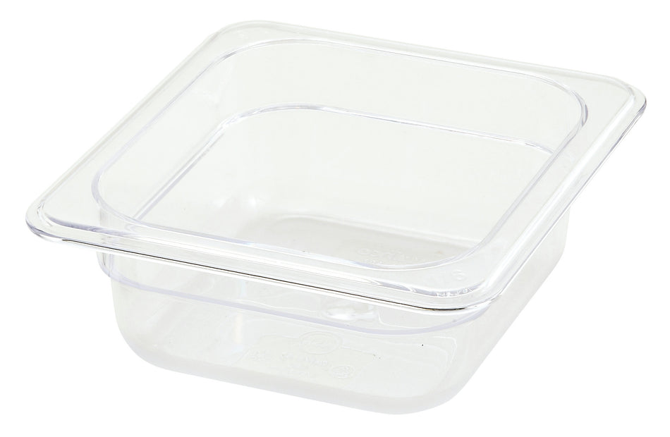 Winco SP7602 6-3/4 Inch Clear Plastic Food Pan NSF Dishwasher Safe