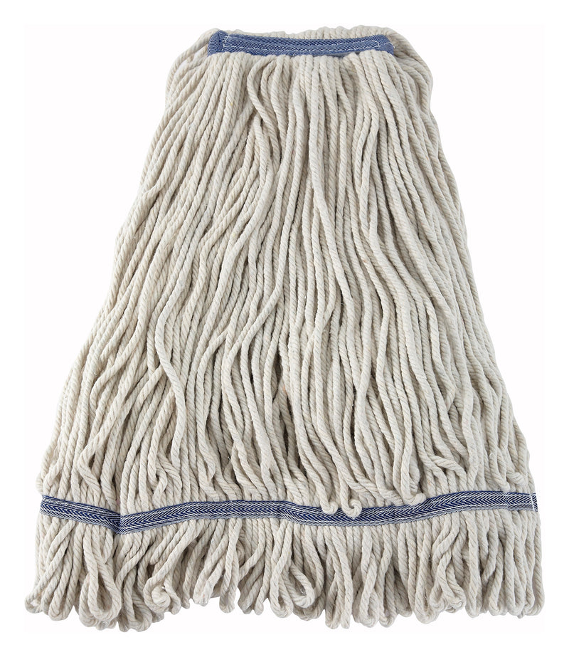 Winco MOP-32W 32 Oz Wet Mop Head Loop End 1-1/4 Inch Band White Poly Cotton Blend