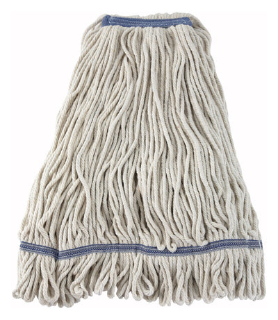Winco MOP-32W 32 Oz Wet Mop Head Loop End 1-1/4 Inch Band White Poly Cotton Blend