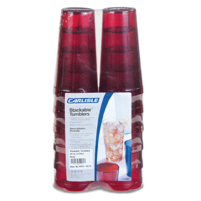Carlisle 5224-8210 24 Oz Plastic Tumbler Stackable Textured Red BPA Free