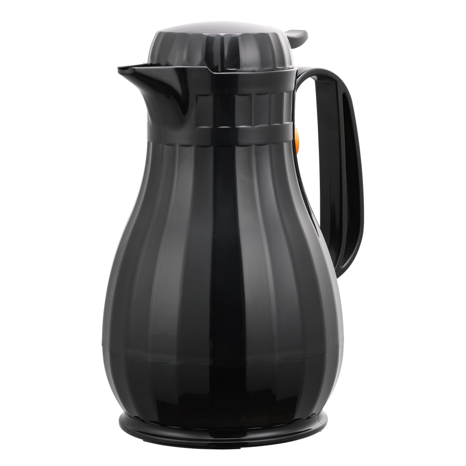Eco-Serv™ Carafe 1.3-Liter Foam Lined Plastic Server with Push Button Lid in Black