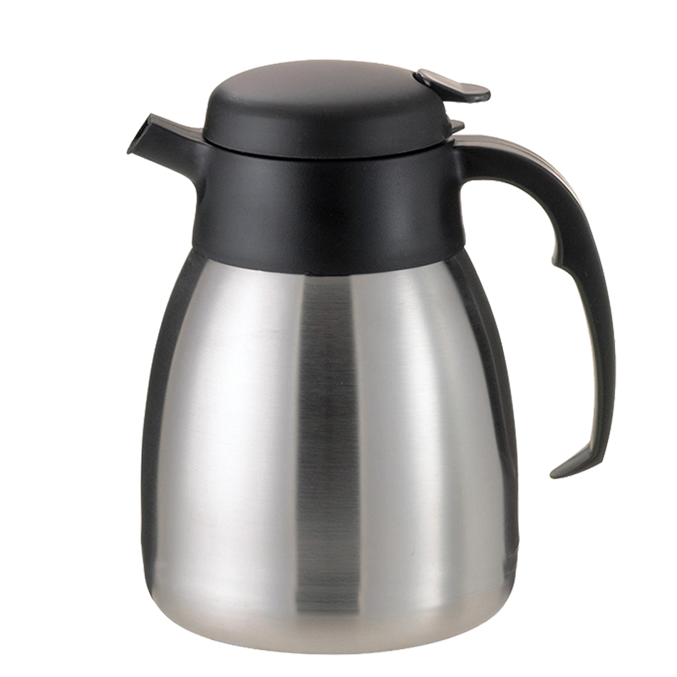 SteelVac® Essential 1.2-Liter Vacuum Insulated Carafe with Push Button Lid in Brushed Stainless and Black