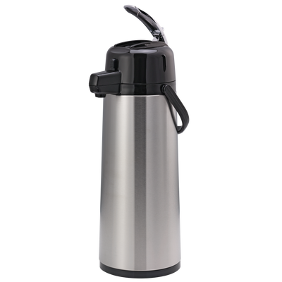 Eco-Air® 2.5-Liter Glass Vacuum Insulated Lever Lid Airpot in Brushed Stainless and Black