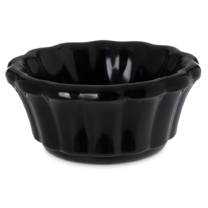 Carlisle 4394303 3-1/11 Inch 2 Oz Ramekin Scalloped Black Melamine