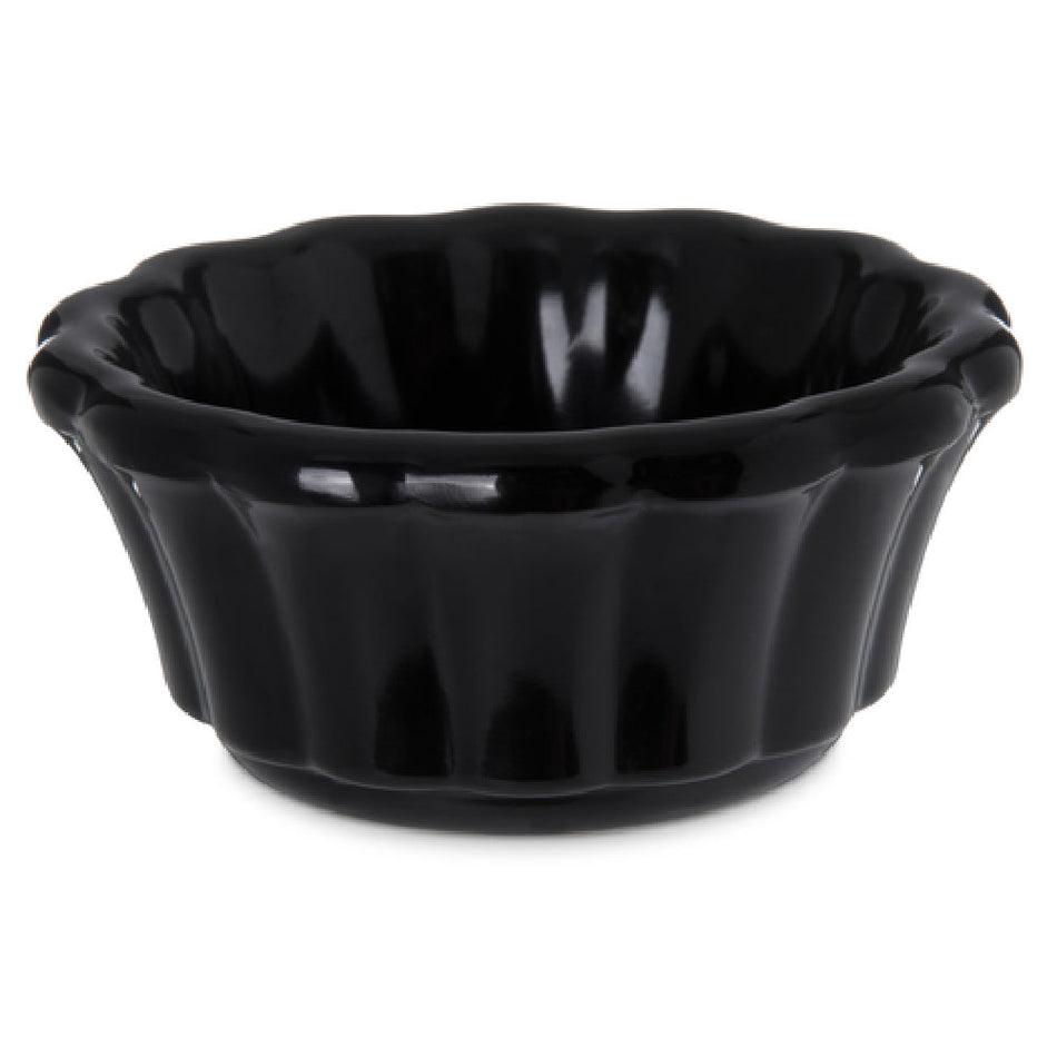 Carlisle 4394303 3-1/11 Inch 2 Oz Ramekin Scalloped Black Melamine