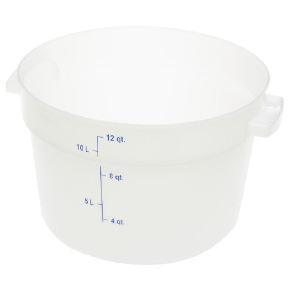 Carlisle 1097702 12 Quarts Food Storage Container Round with Handles Polycarbonate White