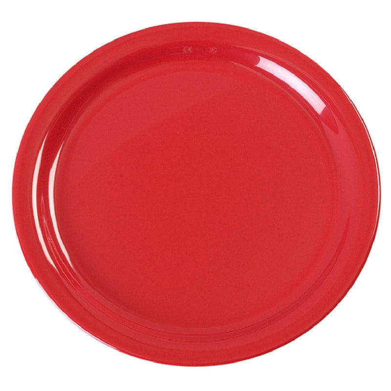 Carlisle KL20005 9 Inch Diameter Narrow Rim Red Plate Plastic Melamine