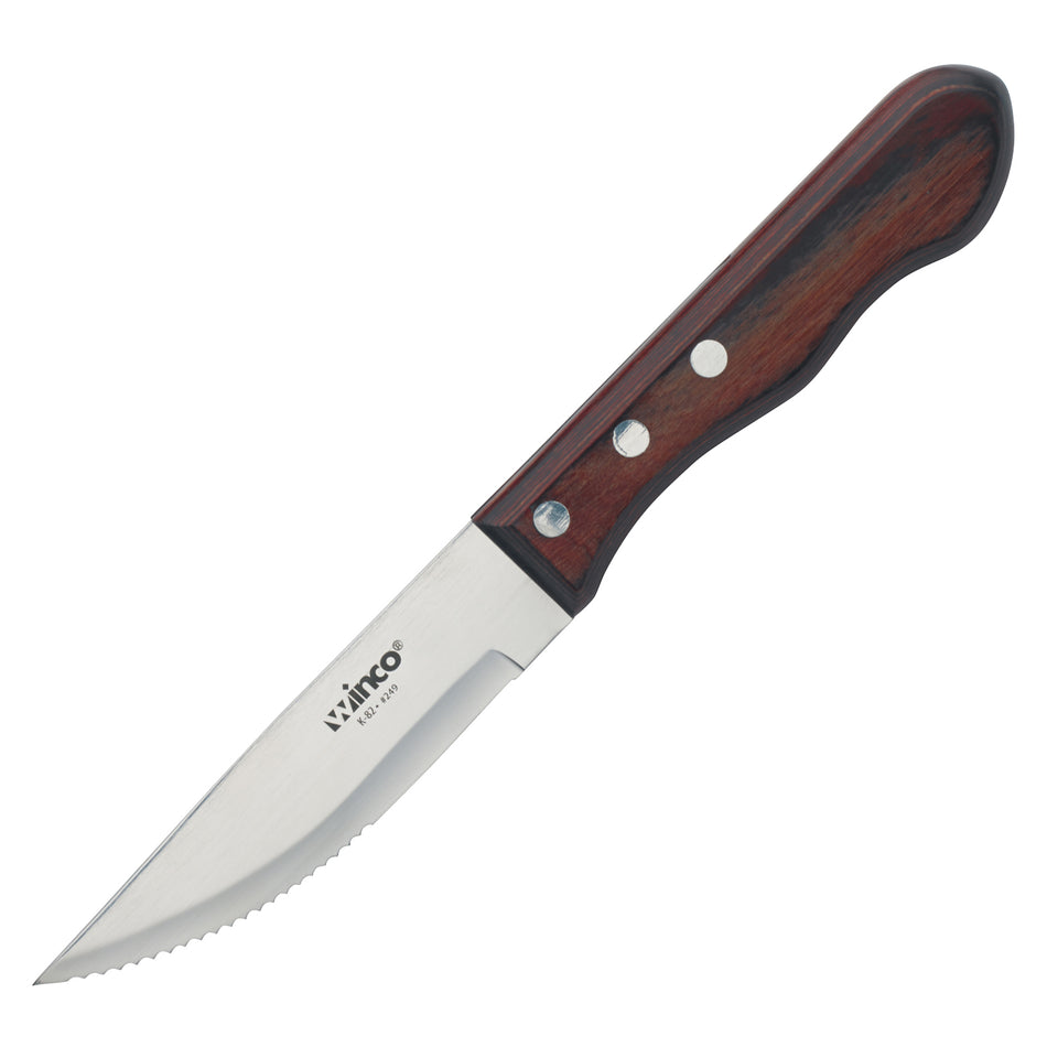 Winco K-82 Jumbo Steak Knives, 4-3/4" Blade, Polywood Handle, Pointed Tip