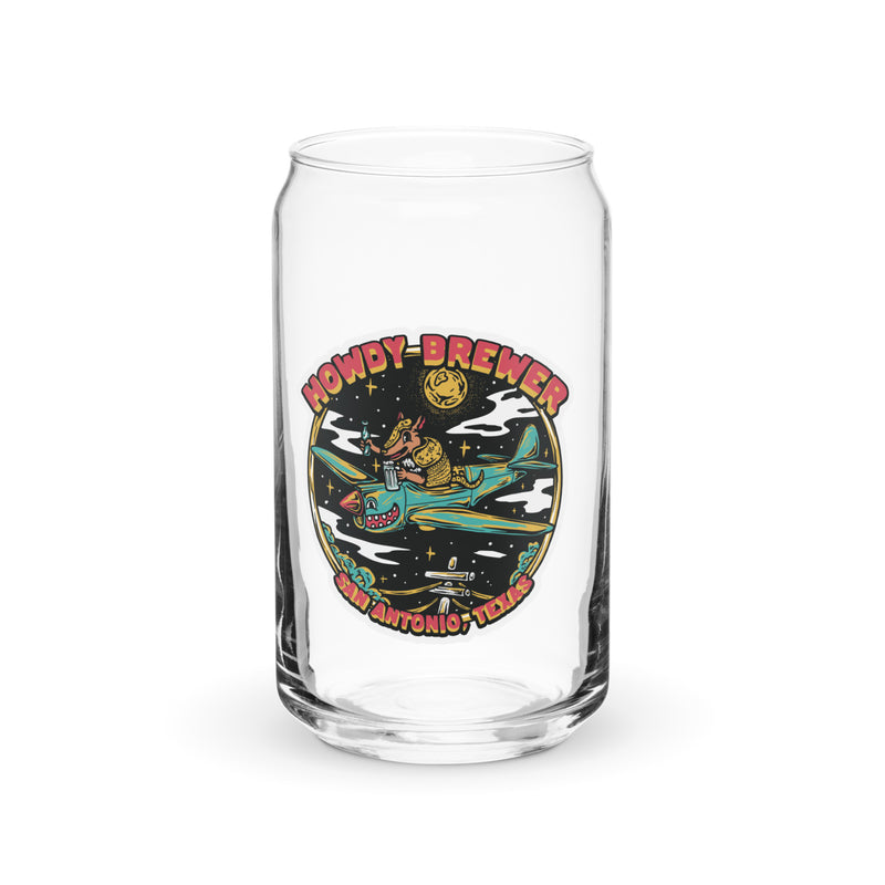 Can Shaped 16oz Pint Glass w/ Armadillo Military City Logo